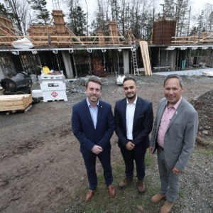 From left, Braedon Clark, MP for Sackville-Bedford-Preston; Mehrad Mohammadkhani, Executive Director, It Takes a Village Daycare Society; and Brian Wong MLA for Waverley-Fall River-Beaver Bank (Province of Nova Scotia)