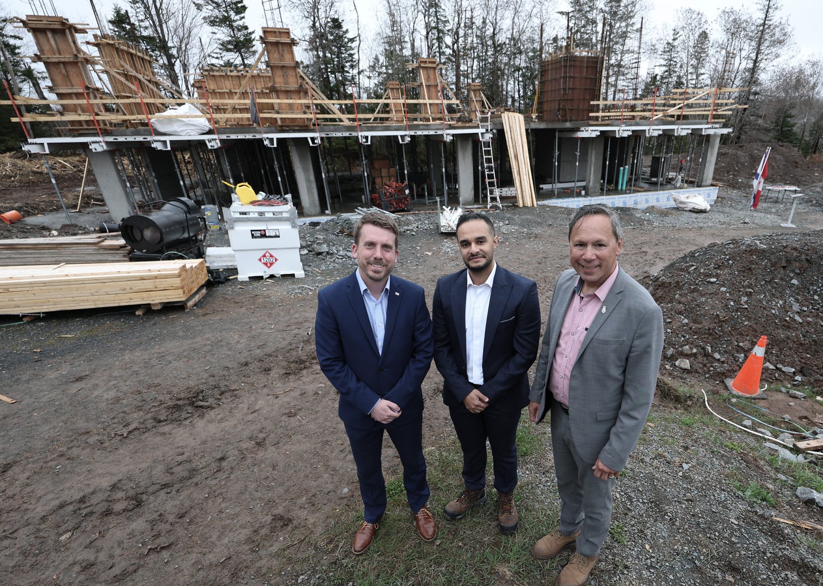 From left, Braedon Clark, MP for Sackville-Bedford-Preston; Mehrad Mohammadkhani, Executive Director, It Takes a Village Daycare Society; and Brian Wong MLA for Waverley-Fall River-Beaver Bank (Province of Nova Scotia)